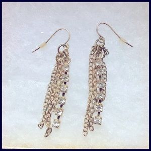 1 3/4” Rhinestones Cup Chain and Fringe Chain on Gold Plated EarWires